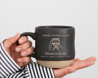 Filmmaker Gift, Personalized Engraved Coffee Mug, Film Student Gift, Movie Director Appreciation Gift,Screenwriter Christmas Gift for him PD
