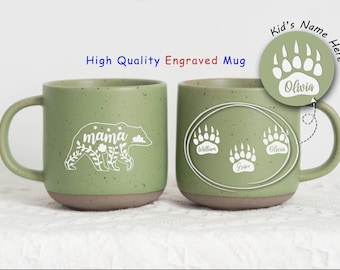 Tazas personalizadas de Mamá Papá Oso, juego de 2 tazas de cerámica personalizadas, regalo para nuevos padres, regalo grabado para mamá, taza de Mamá Osa, regalo para el Día de la Madre ZT