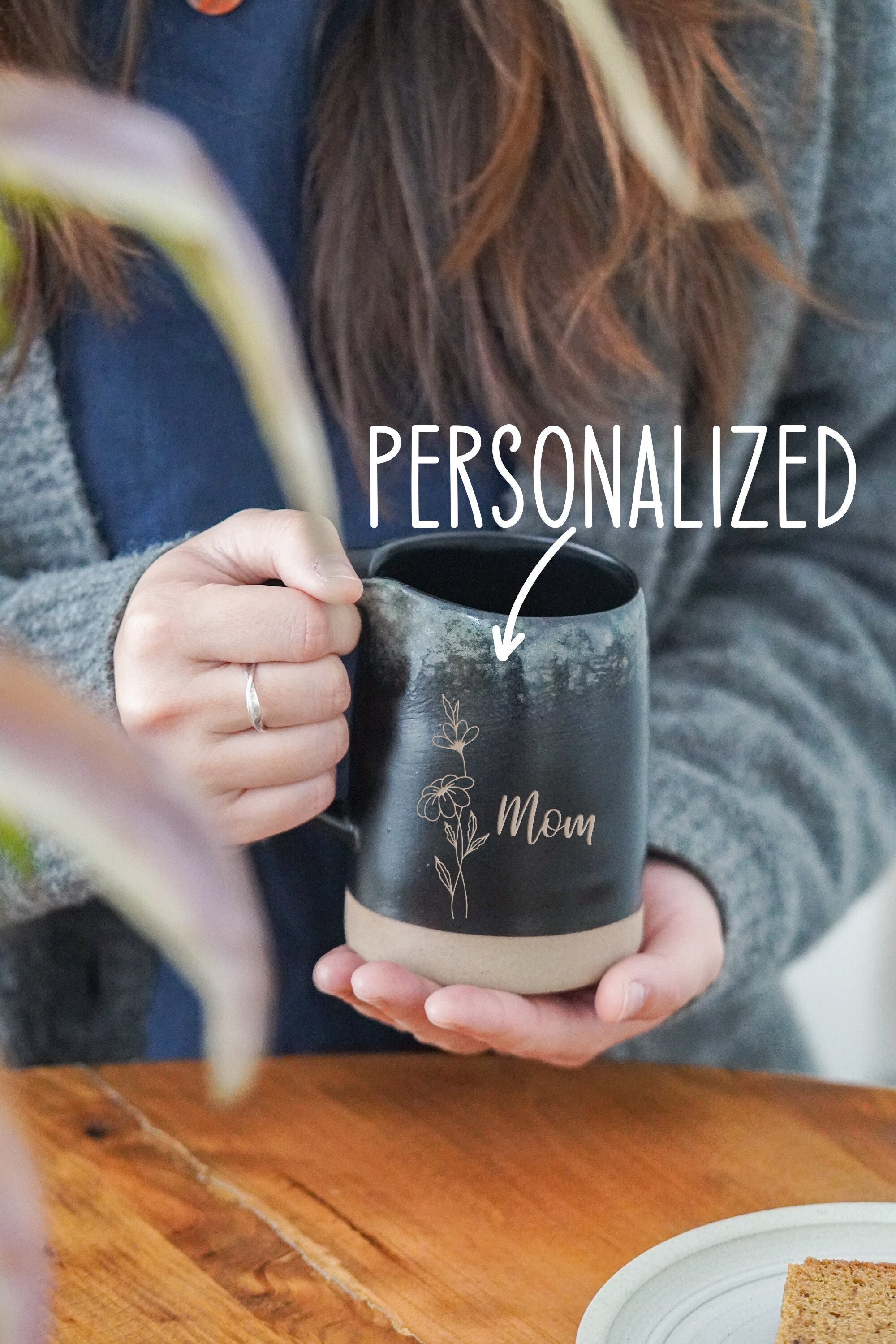 Custom Mug Birth Flower Mug Large Pottery Mug Personalized Mothers Day Gifts, Engraved Gift for Mom, Personalized Mug Mom Gift Mom Mug CZ