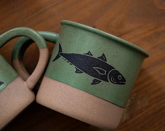 Fishing Mug for Dad, Engraved Pottery Coffee Mug, Fisherman Gift for Grandpa, Papa Christmas Gift, Funny Dad Mug, Birthday Gift for Him BJ