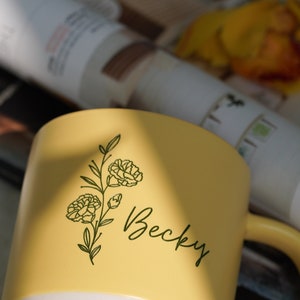 Custom Mug Birth Flower Mug, Personalized Large Pottery Mug, Customized Coffee Mug, Engraved Gift Ideas, Mothers Day Gifts Step Mom Gift zdjęcie 8