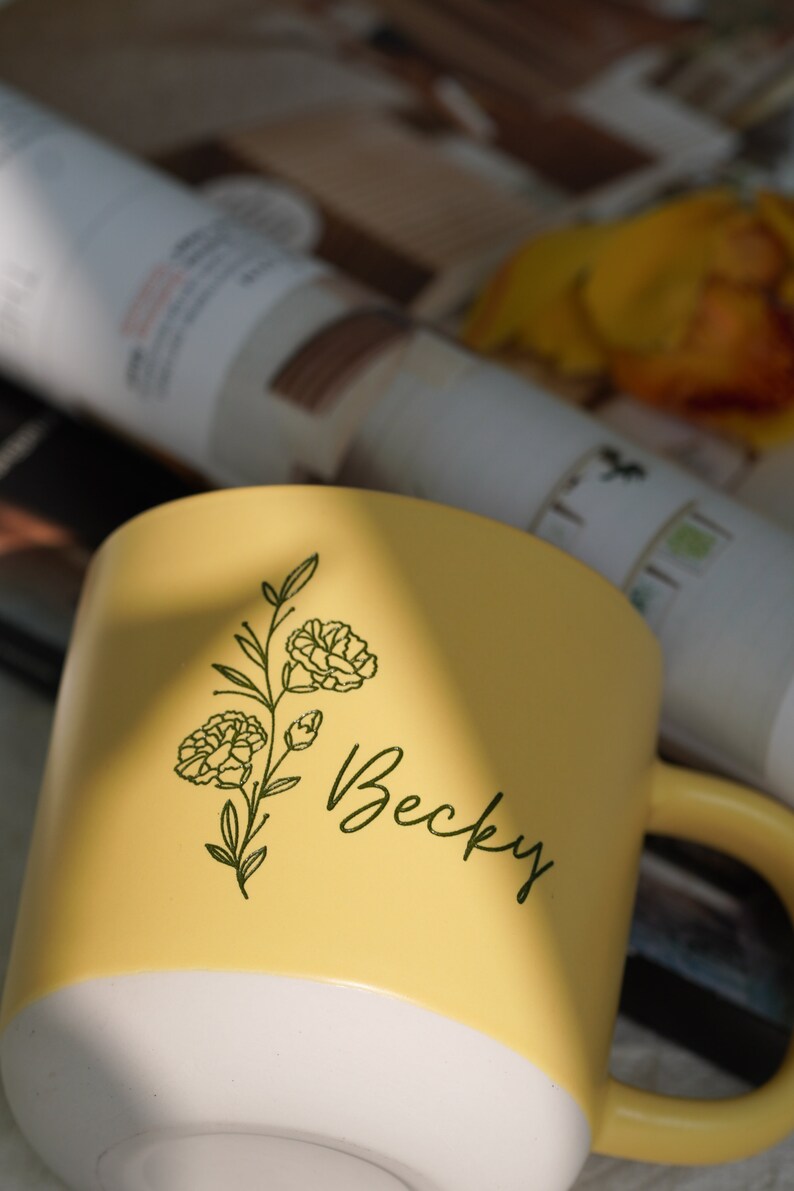 Custom Mug Birth Flower Mug, Personalized Large Pottery Mug, Customized Coffee Mug, Engraved Gift Ideas, Mothers Day Gifts Step Mom Gift zdjęcie 8