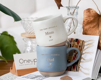 The Year I Became a Mom Mug, Personalized First Christmas Gift for New Parents, New Mom New Dad Gift, Custom Mama Est Newborn Keepsake PD