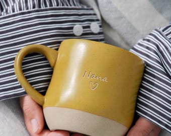 Custom Engraved Nana Mug, Large Coffee Papa Mug, Mother's day Mama Gift for her, Father's day New Dad Cup, Christmas Family Grandpa Mug PD