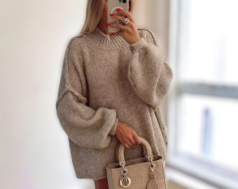 Womens Knitted Loose Pullover Jumper Sweater - Elegant Womens Fashion - Multiple Colours Available