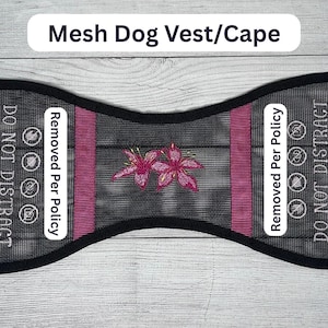 Mesh Dog Vest/Cape – Desert Flower Design – 19&quot; Panel – Working Dog Vest – Embroidery – Lightweight Mesh Vest for Summer