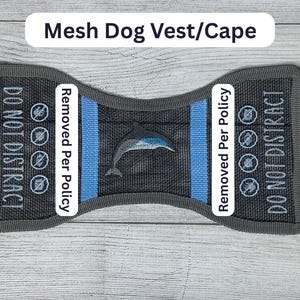 Mesh Dog Vest/Cape – Dolphin Design – 15&quot; Panel – Working Dog Vest – Embroidery – Lightweight Mesh Vest for Summer