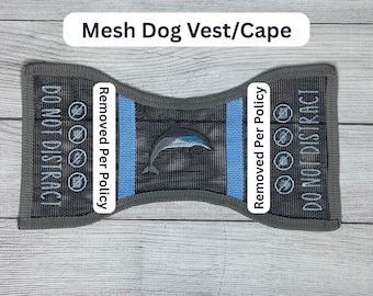 Mesh Dog Vest/Cape – Dolphin Design – 15" Panel – Working Dog Vest – Embroidery – Lightweight Mesh Vest for Summer