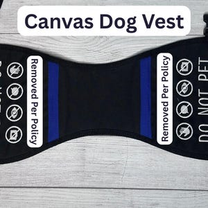 Canvas Dog Vest – Premade Working Dog Vest – Text Embroidery – Black – 22&quot; Panel