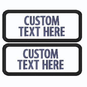 Two Custom Hook & Loop Embroidered Patches: 2x6 in, Personalized Text, Dog Vest Compatible