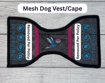 Hunde-Netzweste/Cape – Kolibri-Design – 13-Zoll-Panel – Arbeitshundeweste – Stickerei – Leichte Netzweste für den Sommer