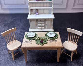 Set of 3 Green Miniature dollhouse crocheted doilies. Versatile in any room