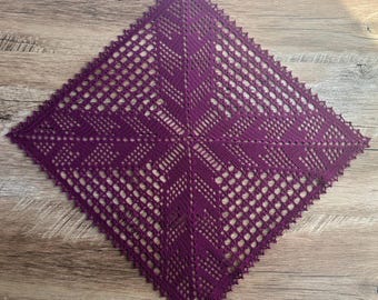 Burgundy Square Doily: 21.5-inch Crocheted Vibrant table centerpiece