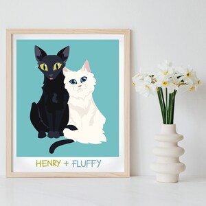 Portrait de chat de dessin animé personnalisé | Portrait d'animal de compagnie | Art de chat