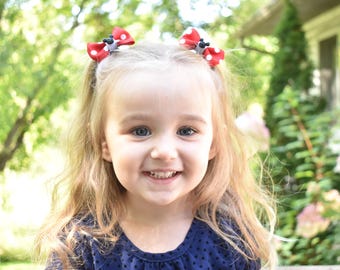 Polka Dot hair bow-Pigtail bows-matching sets