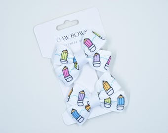 Mini hair bows-School-Teacher-Arts and crafts-Pigtail-Sister hair clips