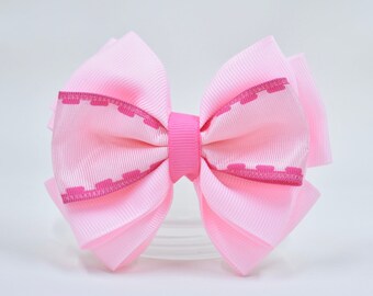 Hair bow-Pink-dark pink-clip-3.5 inch bow