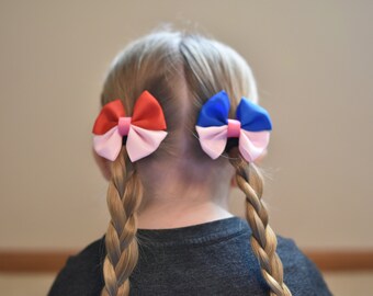 Mini hair bow-Pig-pink-blue-pigtail bows