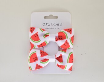 Watermelon hair bow-alligator clip-summer bow-pigtail bows-hair clip-3 in bow