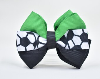 Soccer hair bow-TX-Light green