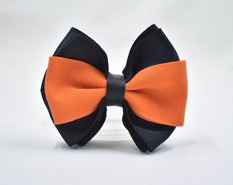 Holiday hair bow-Halloween-black-orange