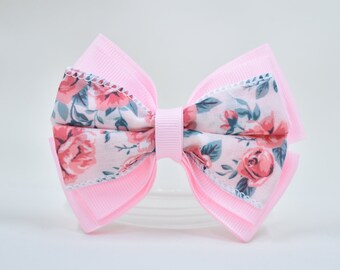 Floral hair bow-Pink