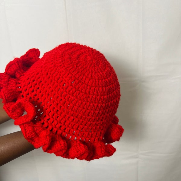 Crochet ruffle hat