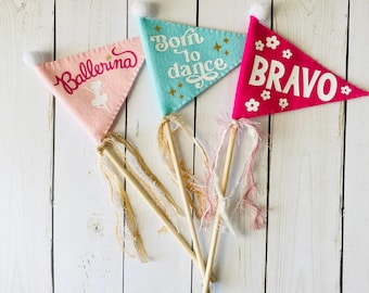 Dancer Pennant Flag, Gift for Little Ballerinas, Dance Recital Gift, Dance Flag, Ballerina Room Decor, Gift for Dancers, Dance Recital Flags
