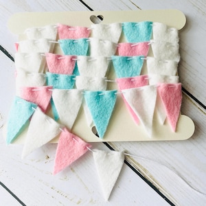 Mini Garland, Mini Bunting, Tiny Triangle Garland, Felt Mini Pennant Banner, Pastel Bunting, Mini Garland, Mini Felt Garland 5 Ft Long