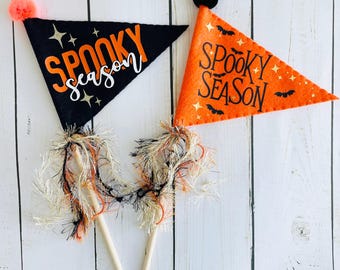 Halloween Felt Pennant, Halloween Flag, Felt Halloween Decoration, Trick or Treat Basket Filler, Spooky Season Pennant, Spooky Decor Kids