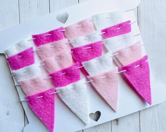 Mini Pink Garland 3ft, Mini Bunting, Tiny Triangle Garland, Felt Mini Pennant Banner, Pastel Bunting, Letterboard, Mini Felt Garland