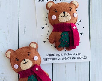 Felt Pocket Bear Hug, Felt Pocket Hug Gift, Encouragement Bear, Missing You, Bereavement Gift, School Anxiety Support, Christmas Stocking
