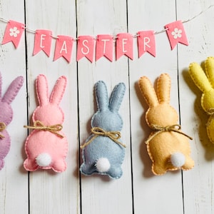 Handmade Felt Easter Bunny, Easter Basket Fillers, Spring Decor, Pastel Felt Bunny Ornament, Basket Stuffers, Easter Gift for Kids