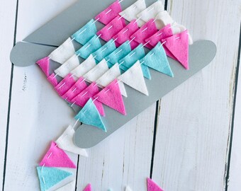 Mini Garland 6ft, Mini Bunting, Tiny Triangle Garland, Felt Mini Pennant Banner, Pastel Bunting, Letterboard, Mini Felt Garland