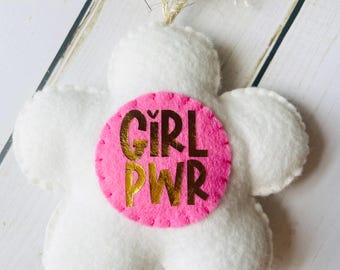 GIRL POWER Felt Ornament – Motivational Decor for Girls Bedroom, Wall Decor, Desk Decor, Nursery, Empowerment Motivational Decor