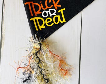Handmade Halloween Felt Pennant: Trick or Treat Basket Decor