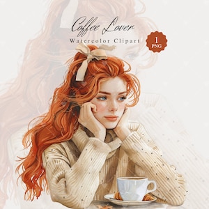 Coffee Lover enkele PNG, aquarel gezellige herfst clipart, herfstafbeeldingen, truiweer, digitale download, ongewenste dagboek, scrapbooking