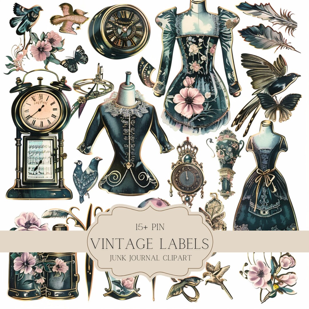 20 Vintage Pin Labels,retro Tags, Stickers, Printable Decor, Printable
