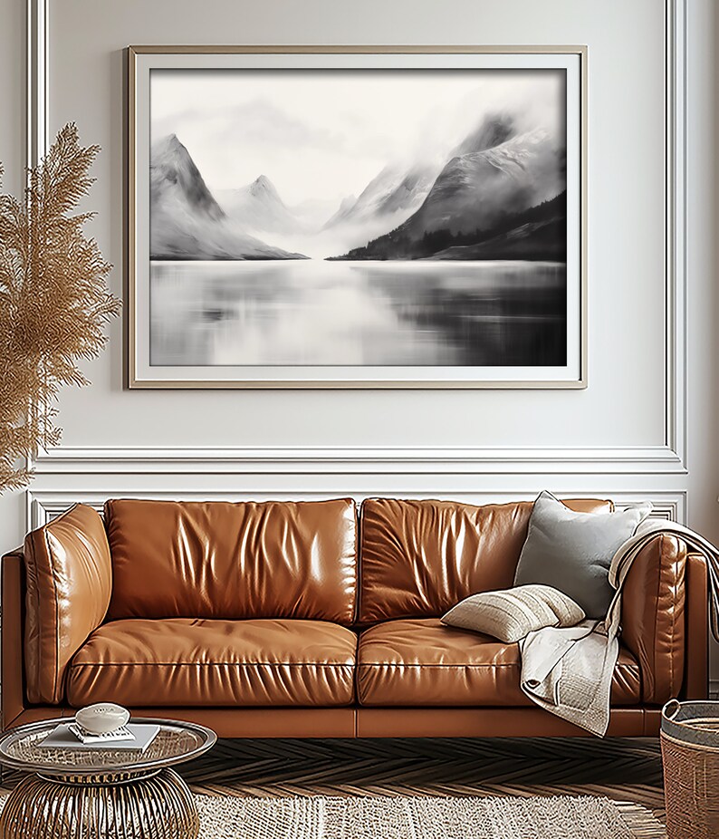 Picture of Nordic Fjord Oil Painting Handcrafted Scandinavian Landscape Art ...