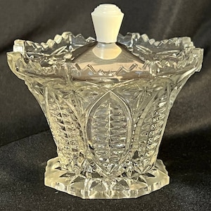 Vintage Glass Condiment Jar with Metal Lid