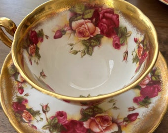 Vintage Royal Chelsea Golden Rose Tea Cup Set