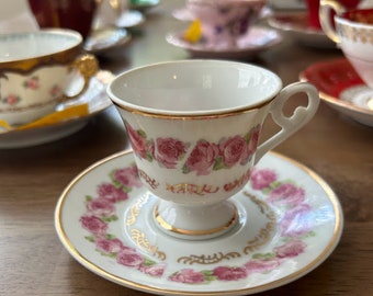 Vintage Demitasse Footed Tea Cup and Saucer Made in Japan