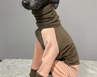 Baby Pink and Coffee Onesie - Winter Fleece Onesies for Whippets and Italian Greyhounds