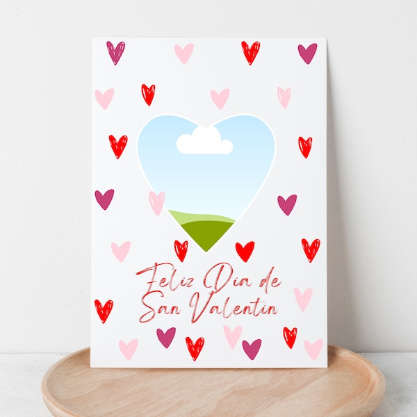 IMPRIMIBLE Tarjeta de San Valentin, Tarjeta de San Valentin con Corazón, Etiqueta de Regalo de San Valentín Escolar