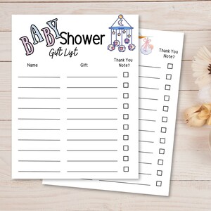 Baby Shower Gift Tracker, Printable Gift List, Thank You Note Checklist, Baby Presents Log, Instant Download