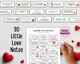 Petits mots d'amour à imprimer, Cadeau de la Saint-Valentin, Mots d'amour de poche, Notes de boîte à lunch, Cadeau d'anniversaire, Messages d'amour pour couple