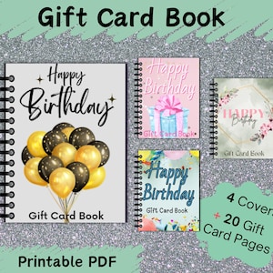 Afdrukbaar verjaardagscadeau kaartboek, verjaardagscadeau, cadeaukaarthouder, verjaardagscadeau, fijne verjaardag, digitale download