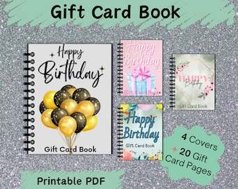 Printable Birthday Gift Card Book, Birthday Present, Gift Card Holder, Birthday Gift, Happy Birthday, Digital Download