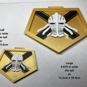 Shinigami Combat Pass Variant Visored Gold Series Pharoah Mask /Bag and Backpack Accessory Emblem perfect for lanyards and pendants