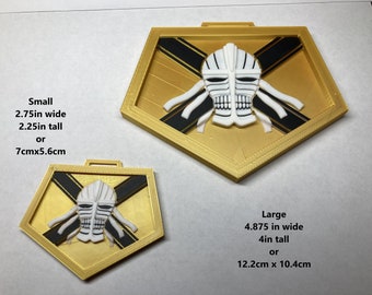 Shinigami Combat Pass Variant Visored Gold Series Pharoah Mask /Bag and Backpack Accessory Emblem perfect for lanyards and pendants
